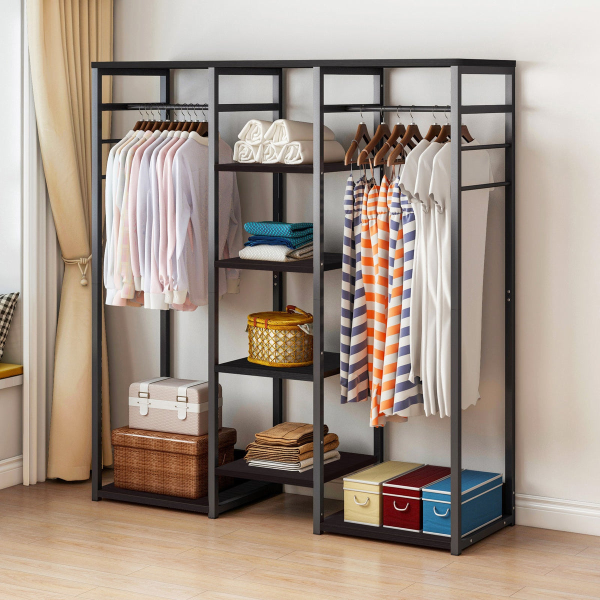 Kleiderschrank Galaxy mit Kleiderstangen und Regalen, 120 cm