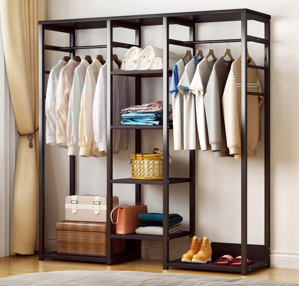 Kleiderschrank Galaxy mit Kleiderstangen und Regalen, 120 cm