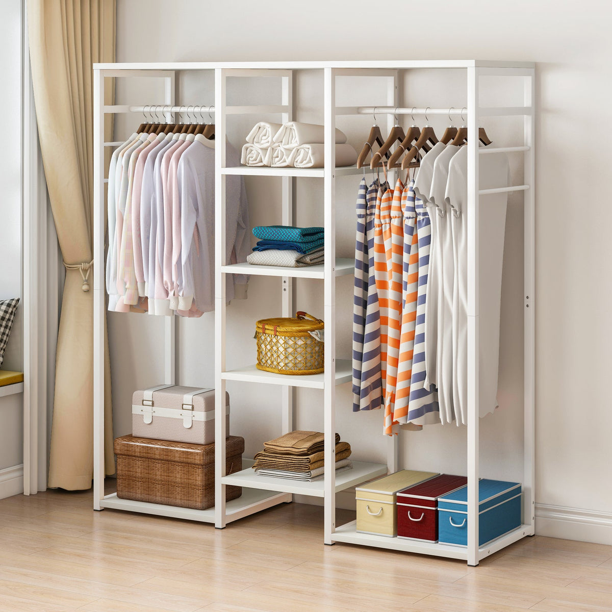 Kleiderschrank Galaxy mit Kleiderstangen und Regalen, 120 cm