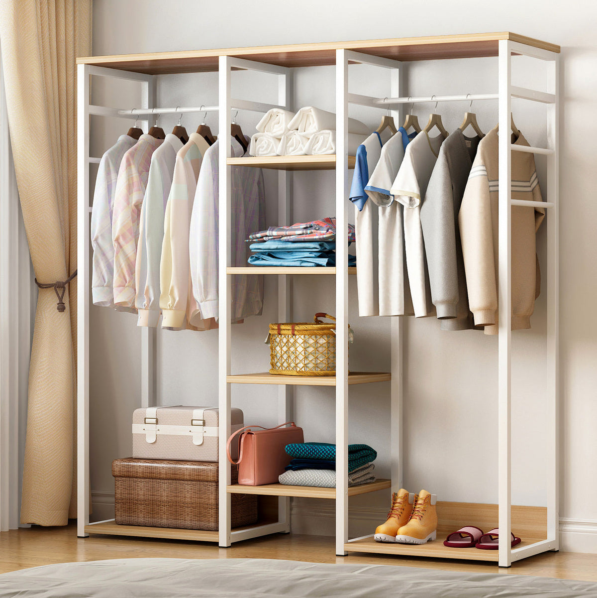 Kleiderschrank Galaxy mit Kleiderstangen und Regalen, 120 cm