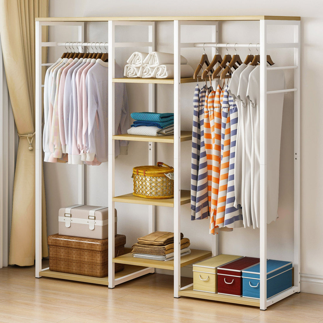 Kleiderschrank Galaxy mit Kleiderstangen und Regalen, 120 cm
