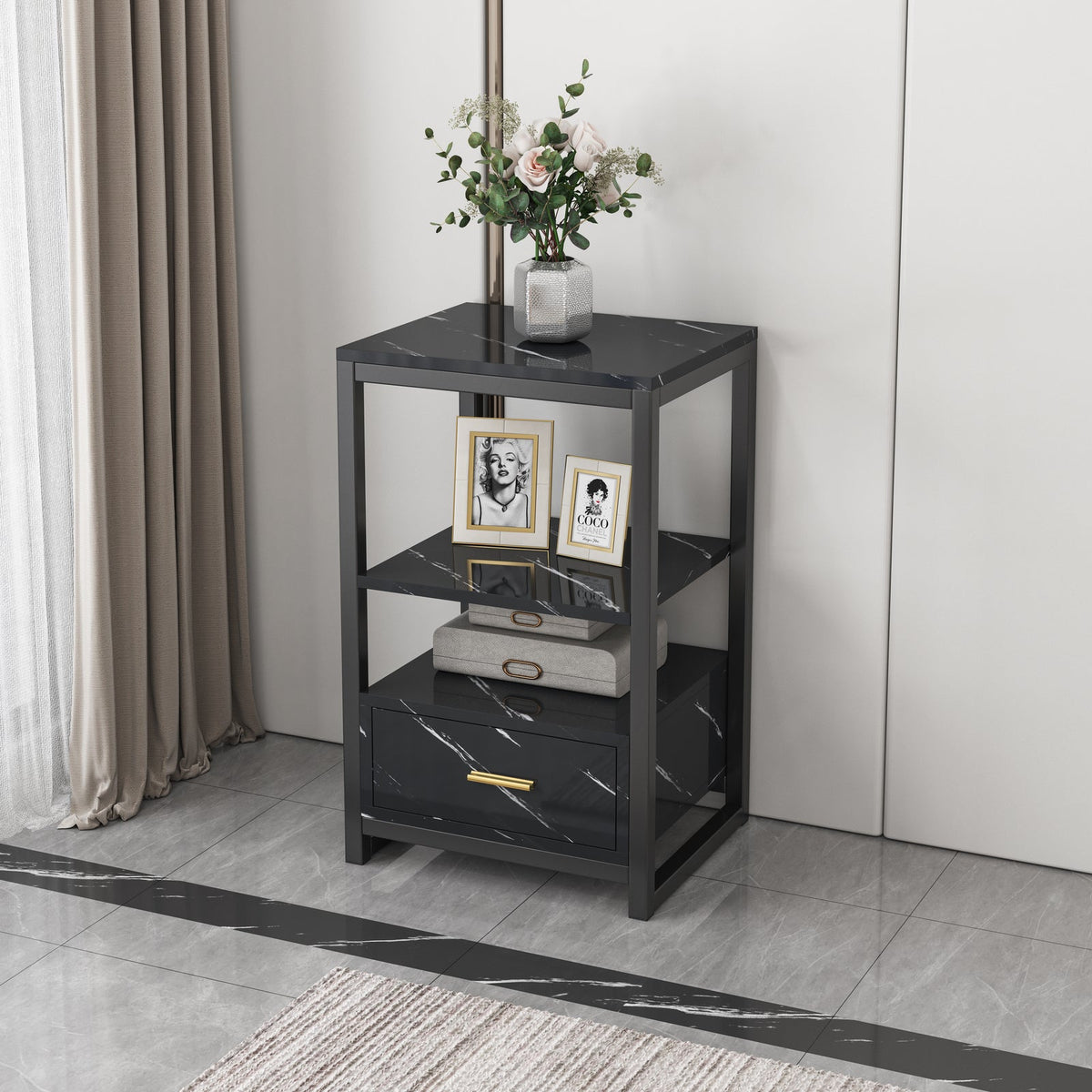 Beistelltisch Synergy in Marmoroptik, 44 x 81 cm