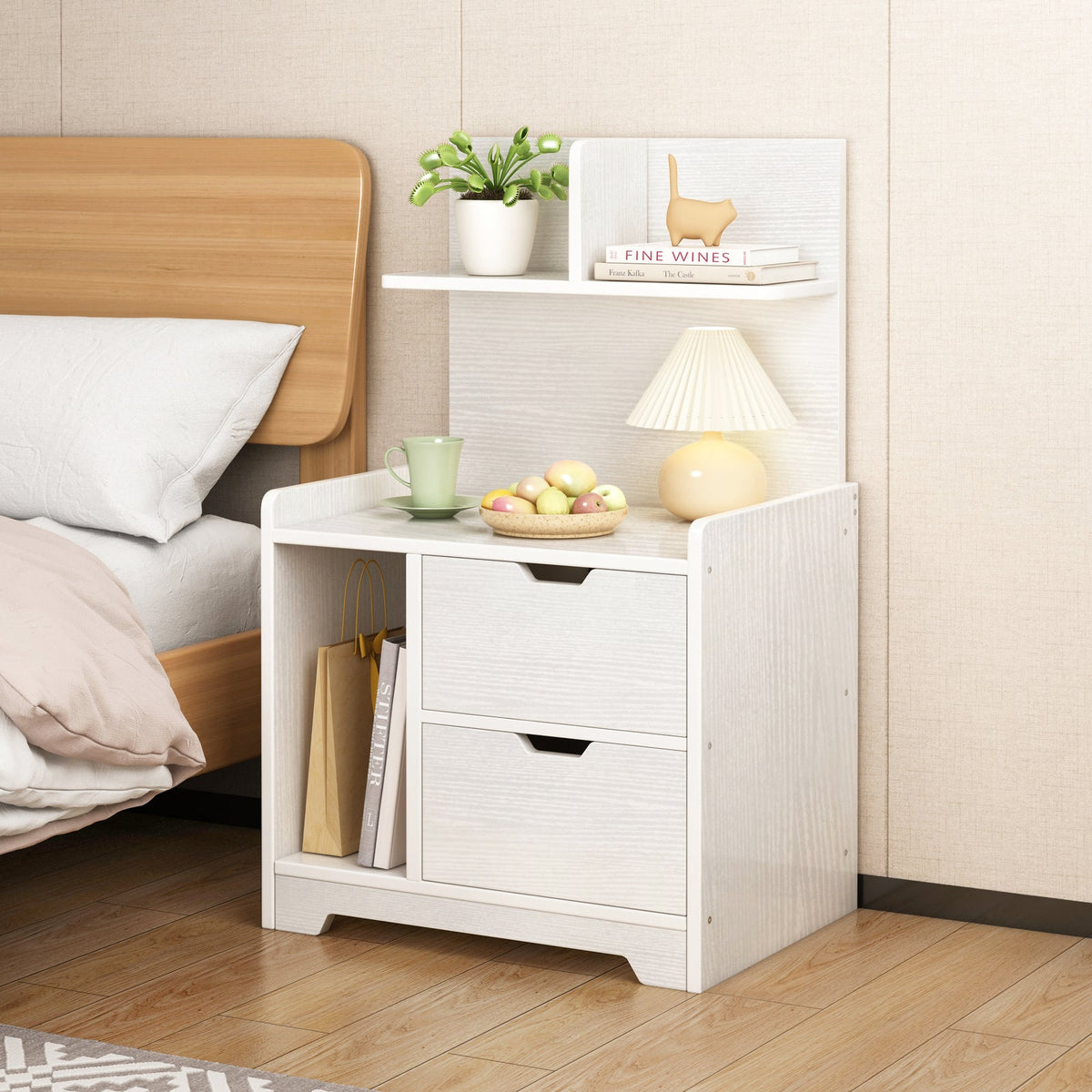 Nachttisch Harmony mit Schubladen und Ablage, 80 cm hoch