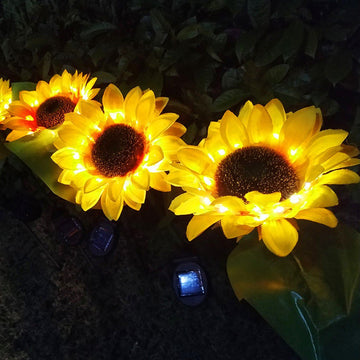 Solar-Gartenleuchten im Sonnenblumen-Design, 2er-Set