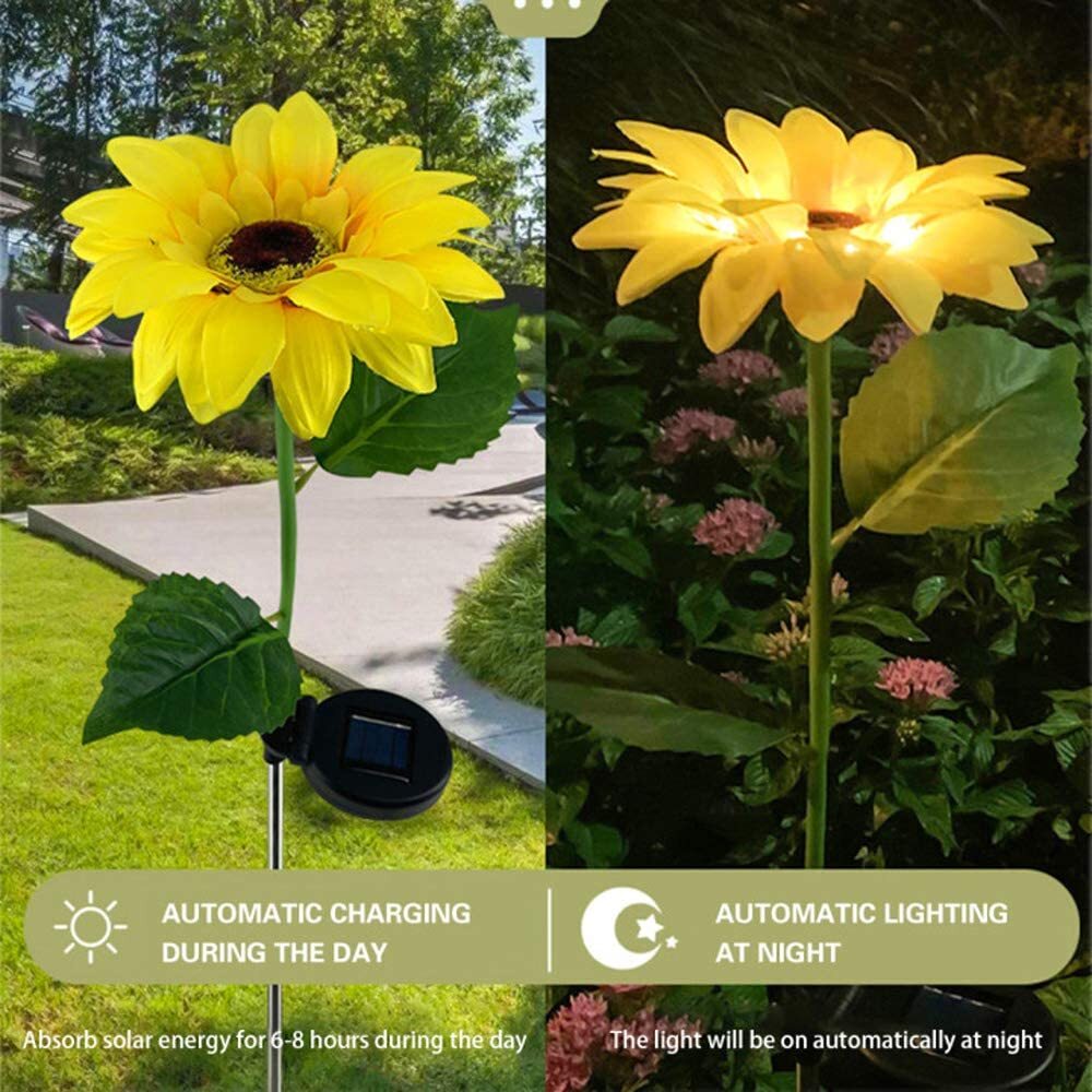 Solar-Gartenleuchten im Sonnenblumen-Design, 2er-Set