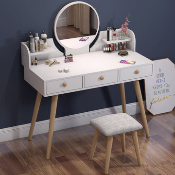 Schminktisch Queen mit Spiegel und Hocker, 100 cm