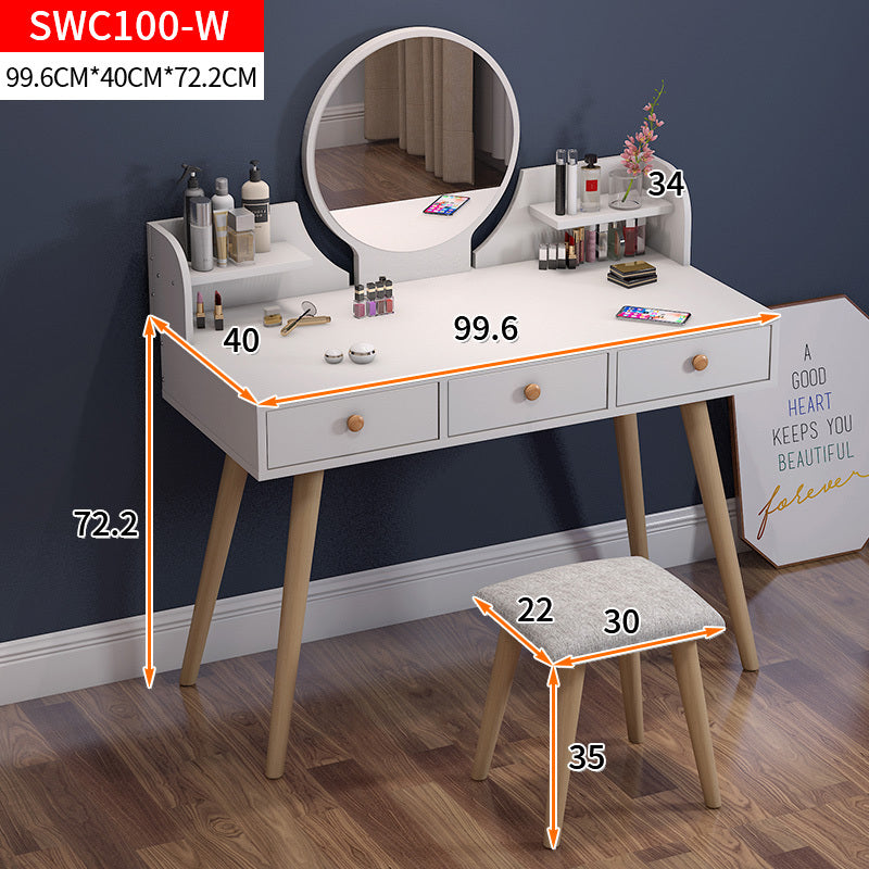 Schminktisch Queen mit Spiegel und Hocker, 100 cm