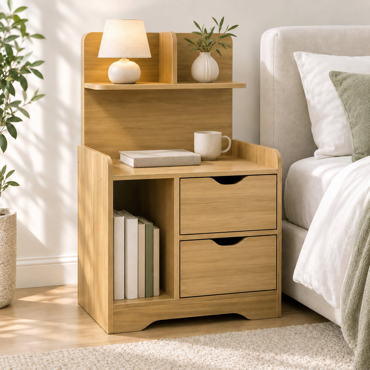 Nachttisch Harmony mit Schubladen und Ablage, 80 cm hoch