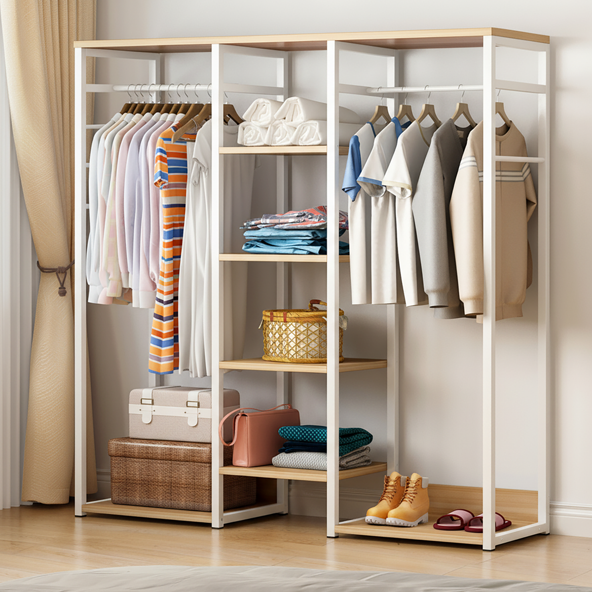 Kleiderschrank Galaxy mit Kleiderstangen und Regalen, 120 cm